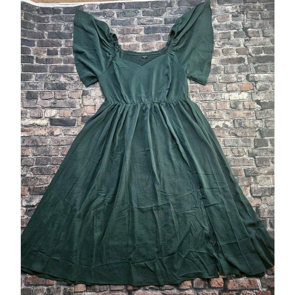 Emerald Green Empire Waist Midi Dress Plus Size 2X